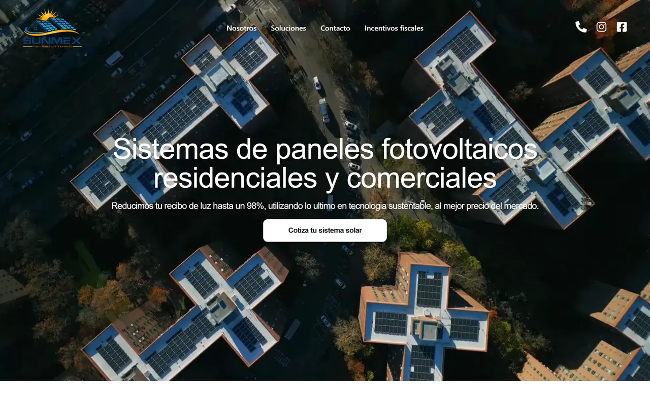 Sunmex Soluciones, captura 1 del sitio